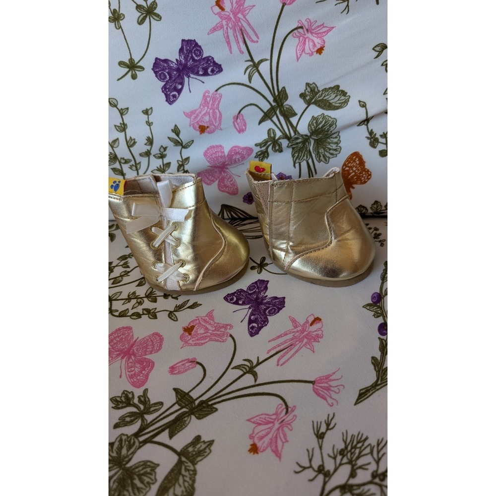 Build A Bear Sketchers Tennis Shoes And Gold Boots With Bows - Picture 8 of 10